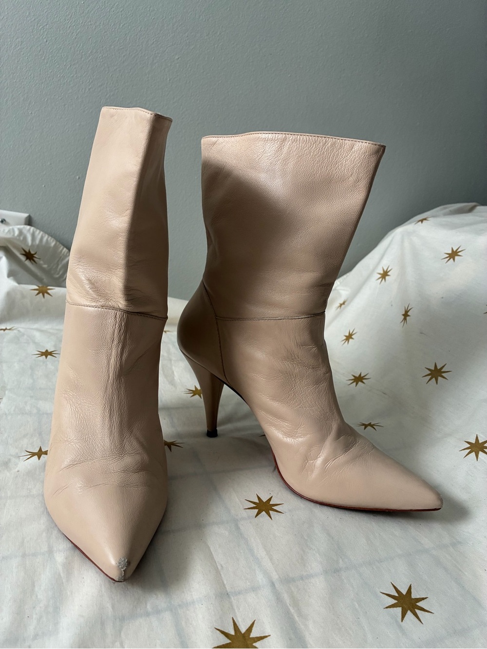 Black Suede Studio Leather Mid-Calf Pointed Toe Boots